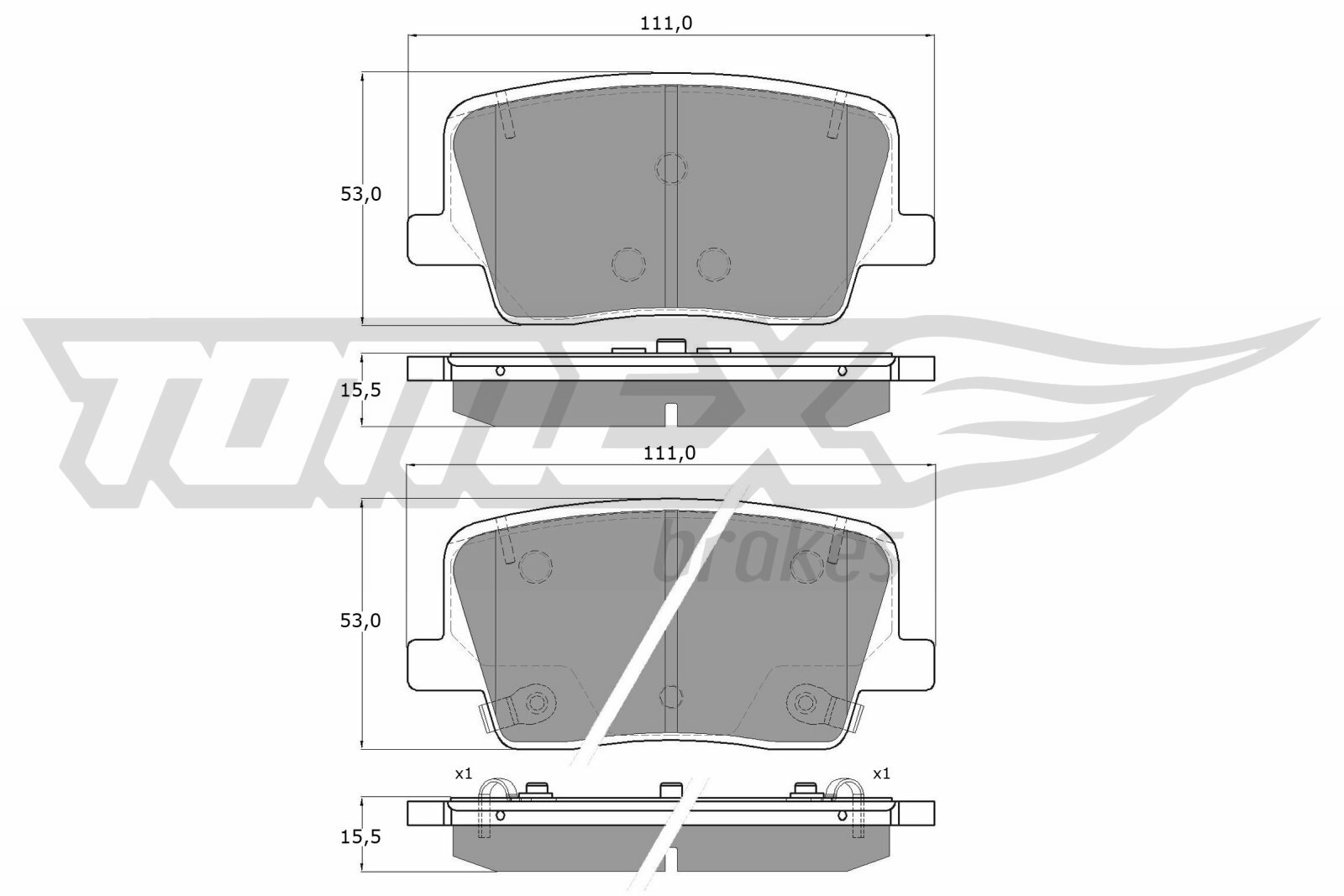 Sada brzdových destiček, kotoučová brzda TOMEX Brakes